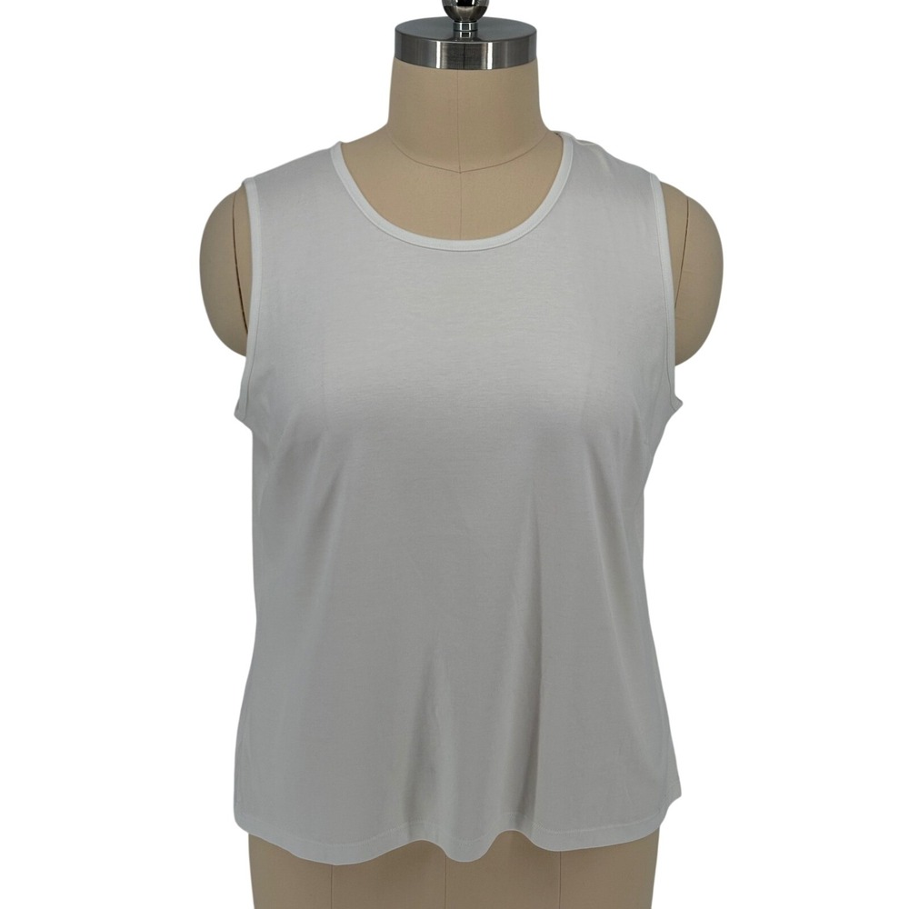 L.L. Bean Tank Top White 100% Supima Cotton Sleeveless Shell 2X-Plus 100% Cotton